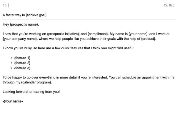 An example of a cold email from Nick Rubright